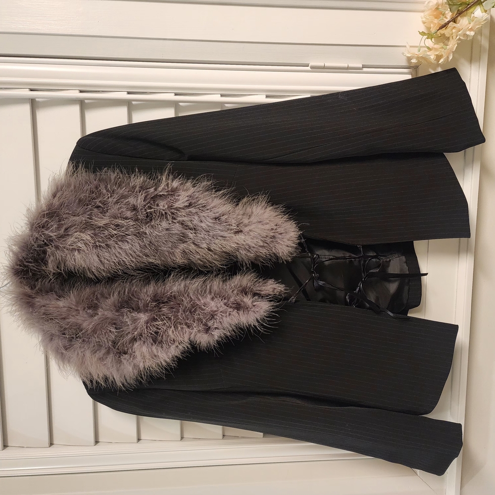 IC COLLECTION Black Jacket with Faux Fur Collar